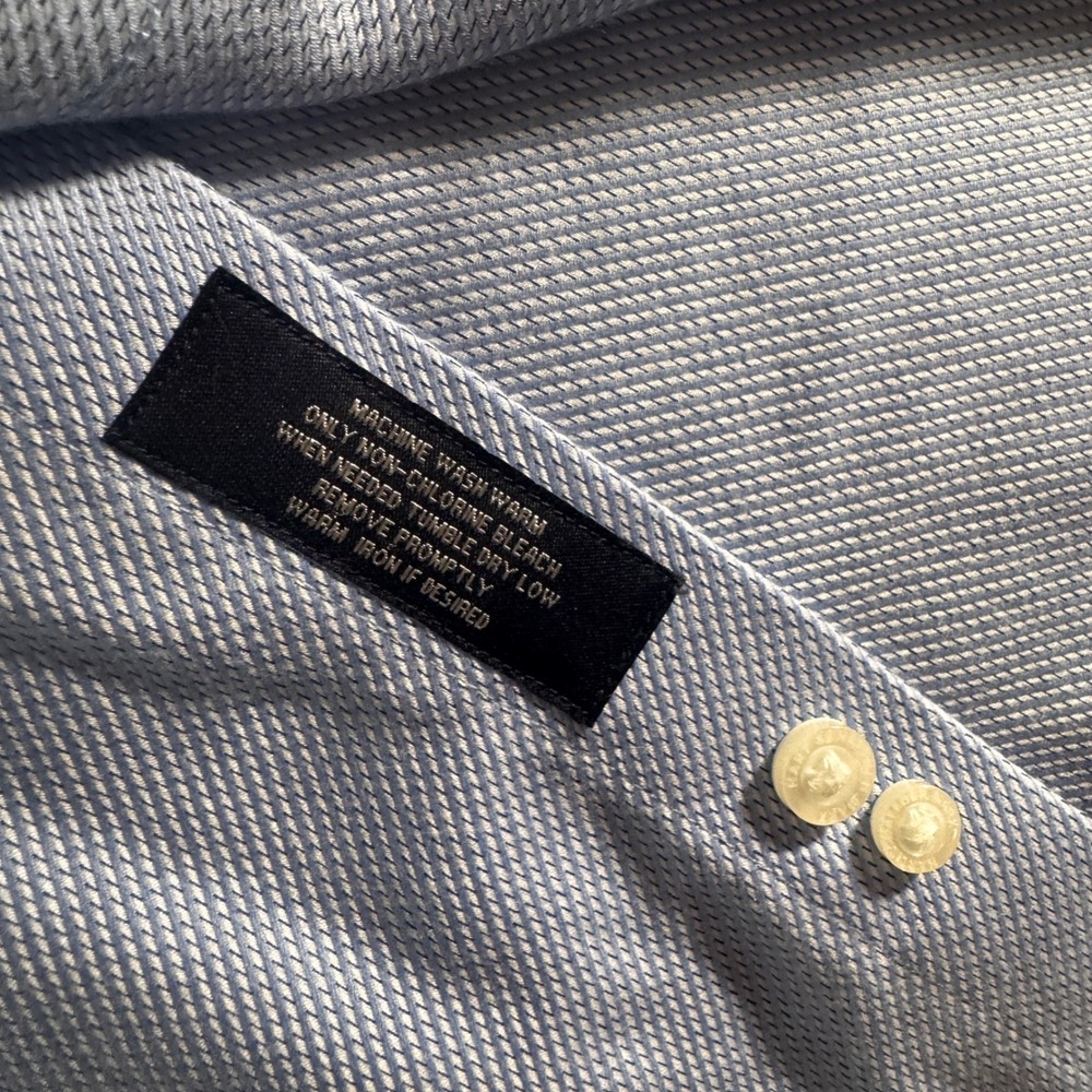 Hart Schaffner Marx Mens 15.5 33 Blue Pima Cotton Non-Iron Dress Shirt Long Slv - Picture 4 of 8